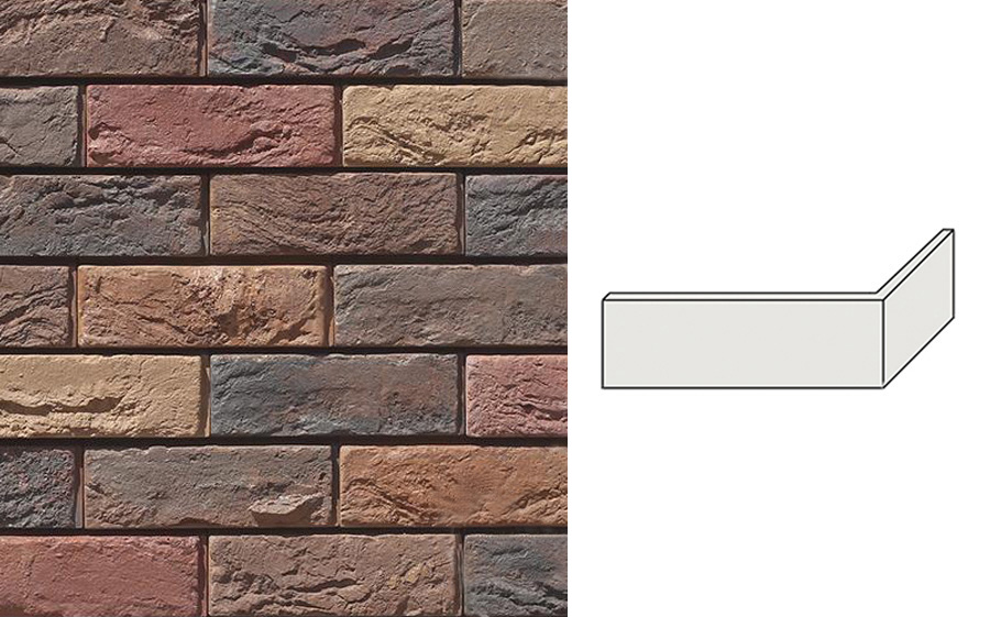 Угловой декоративный кирпич для навесных вентилируемых фасадов левый White Hills Бремен брик цвет F307-55