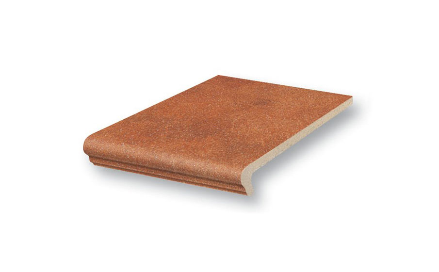 Клинкерная ступень флорентинер Stroeher Keraplatte Roccia 841 rosso 340x294x12 мм