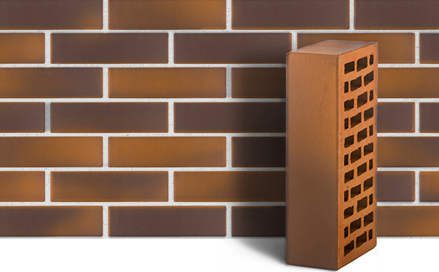 Кирпич облицовочный ЛСР коричневый флэшинг гладкий М175, 250*120*65 мм