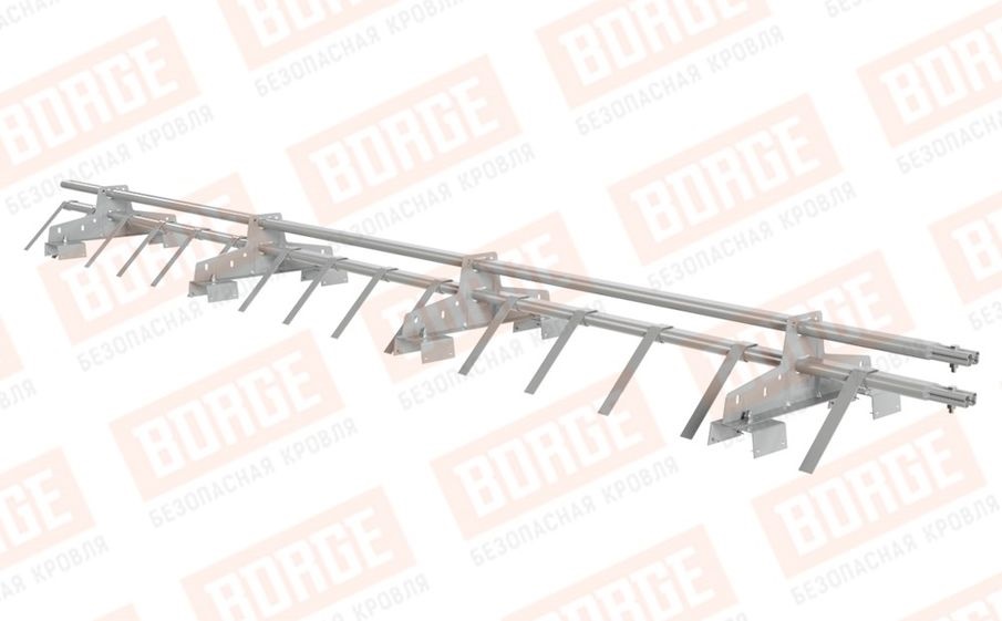 Снегозадержатель трубчатый Borge для профнастила H-114 оцинкованный RAL 9006, 3 м