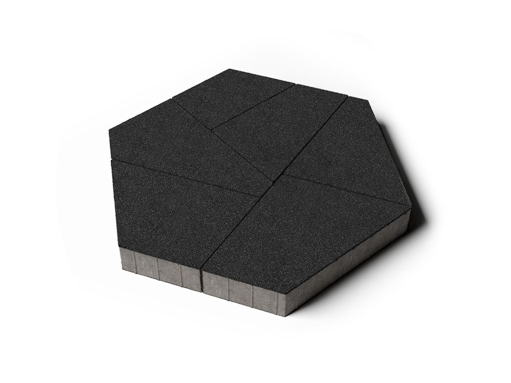 Плитка тротуарная Оригами Б.4.Фсм.8 стоунмикс черный, комплект 6 шт, толщина 80 мм