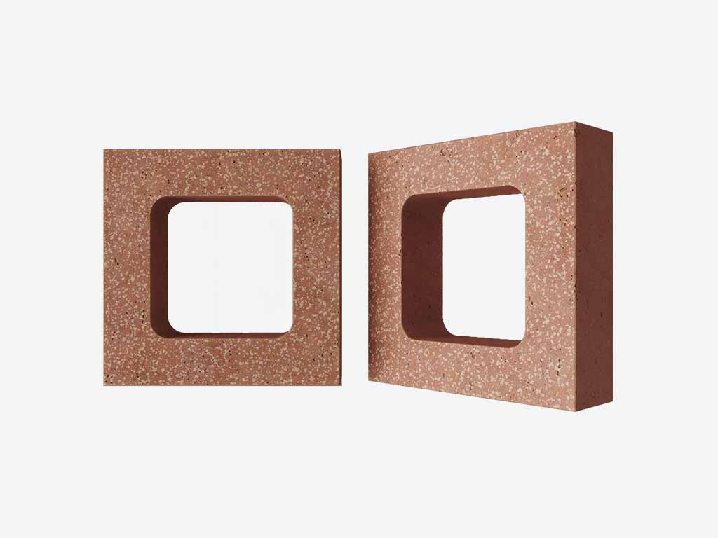 Декоративный бриз-блок Mesterra Кобого / Cobogo 0401, терракотовый LUX, 250*250*50 мм