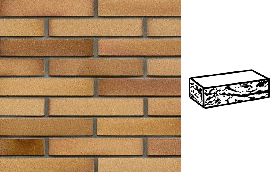 Кирпич клинкерный Muhr 06EG Hellbraun-bunt Edelglanz готик, 290*90*52 мм