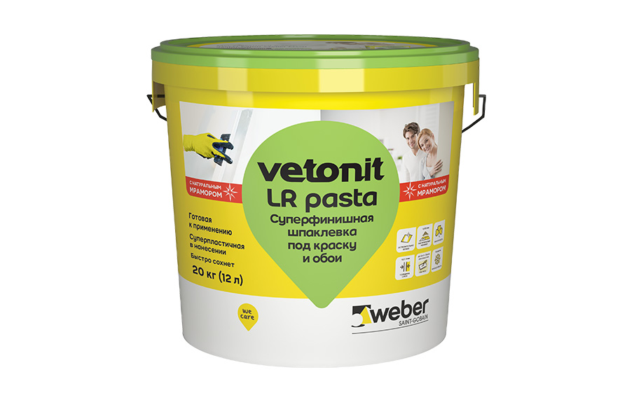 Шпаклевка суперфинишная weber.vetonit LR Pasta, белый, 20 кг