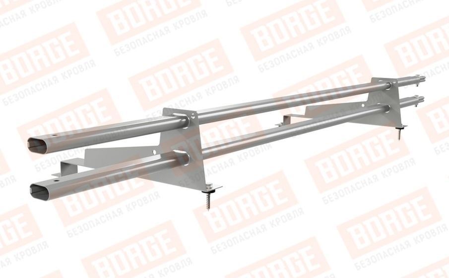 Снегозадержатель трубчатый Borge для металлочерепицы с высокой ступенькой 400 мм оцинкованный RAL 9006, 1,5 м