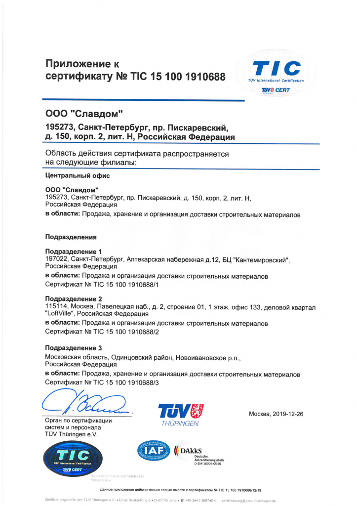 Приложение к сертификату ISO 2019 rus Приложение к сертификату ISO 2019 rus