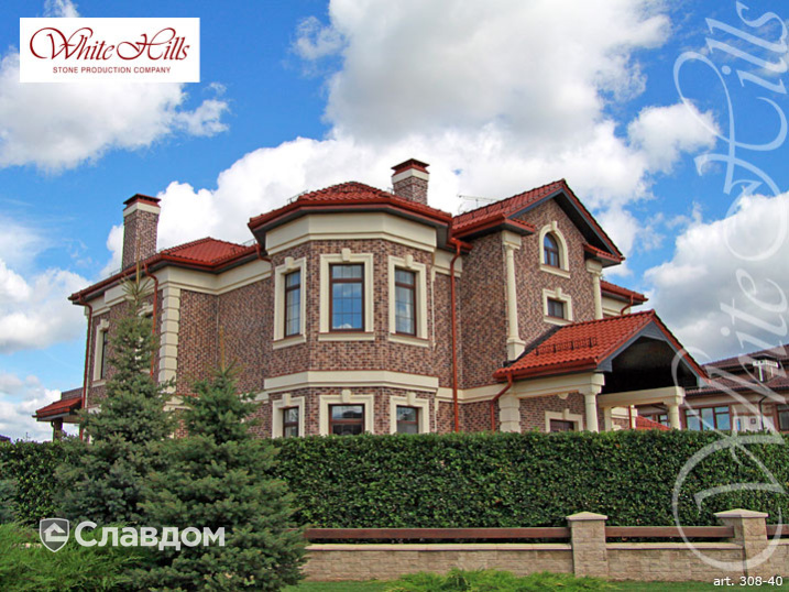 Коттедж с использованием облицовочного камня White Hills Бремен Брик 308-40