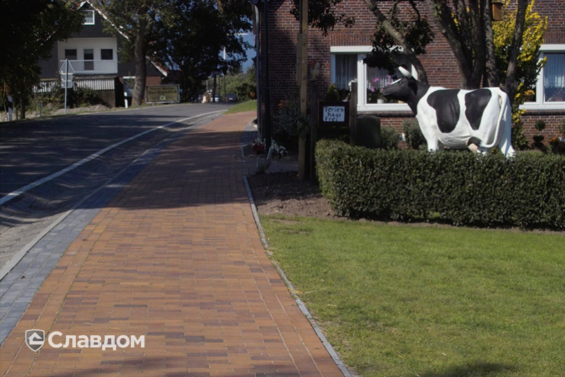 Тротуар с применением клинкерной брусчатки Penter Mediterrano