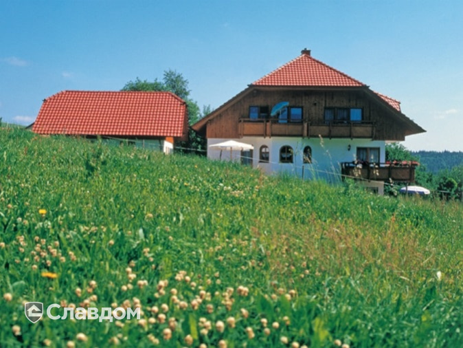 Частный дом с черепицей Braas Топаз 13V медный ангоб