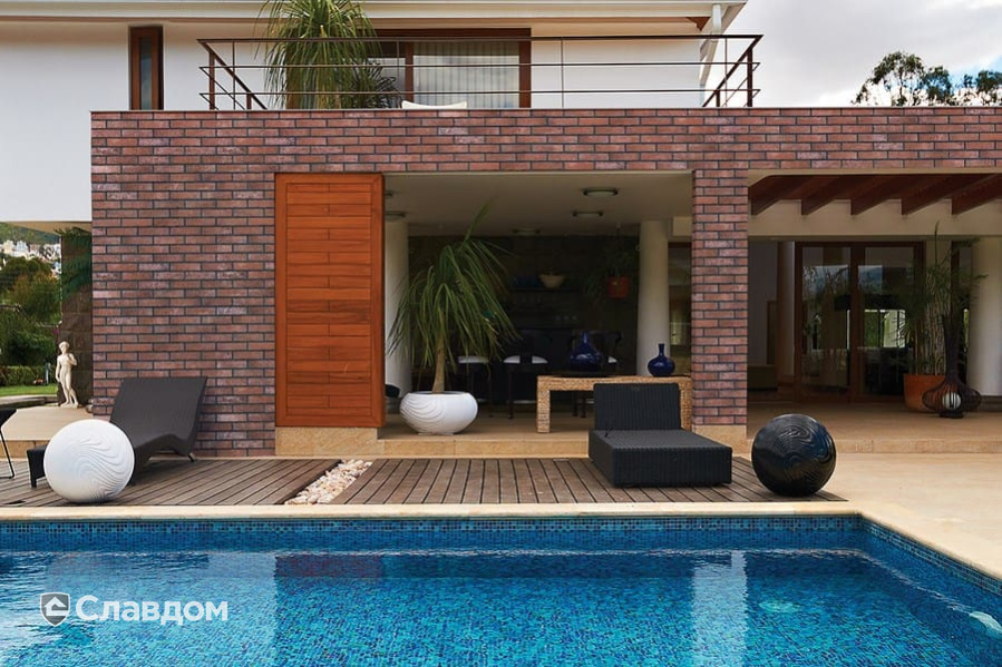 Частный дом с облицовкой фасадной клинкерной плиткой King Klinker Old Castle HF09 Tower bridge