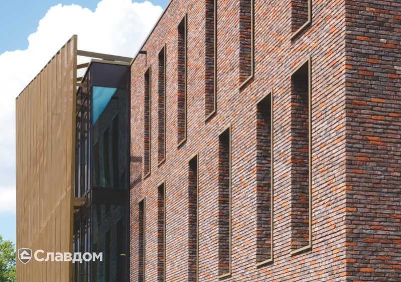 Офис банка с облицовкой миксом кирпича Terca Maaseiker Bont и Paarsblauw