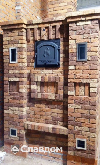 Камин с облицовкой кирпичом Донские зори Болдино