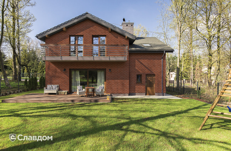 Частный дом с облицовкой фасадной клинкерной плиткой King Klinker Dream House 19 Ruby flame