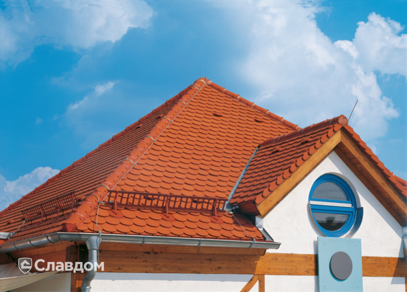 Крыша из черепицы Creaton Biber Klassik Naturrot