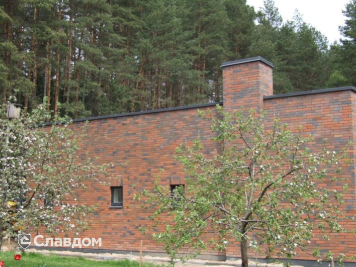 Техническое здание с облицовкой кирпичом Terca Red Flame гладкий