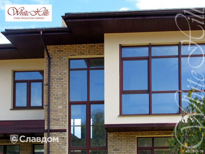 Коттедж с применением облицовочного камня White Hills Бремен Брик 305-20