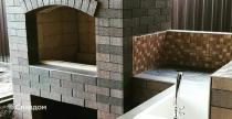 Зона барбекю с облицовкой кирпичом Вышневолоцкая керамика Графит лава 1НФ