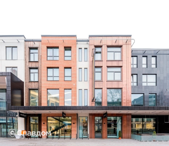Офисное здание с облицовкой кирпичом Terca Red гладкий