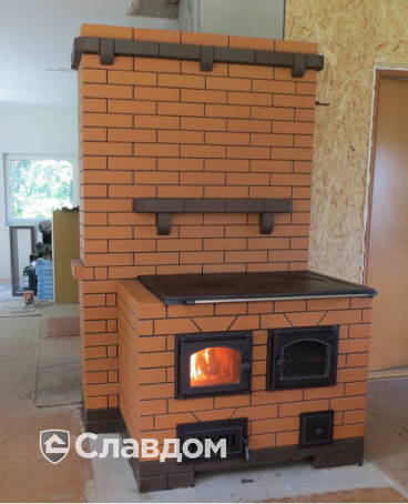 Печь с применением облицовочного кирпича Lode DZINTRA +BRUNIS+BRUNIS F15 