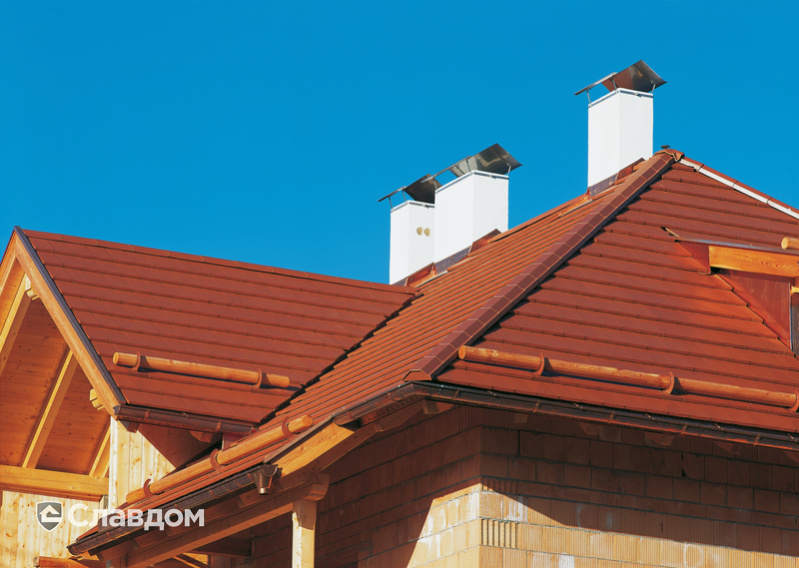 Крыша из черепицы Creaton Domino Kupferrot Engobiert