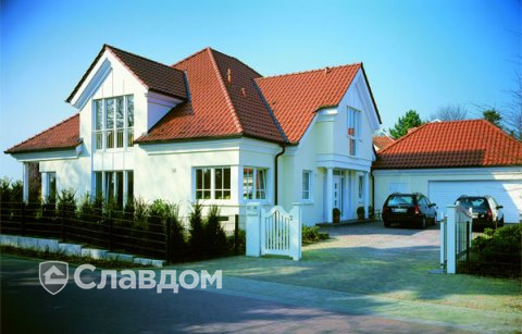 Жилой дом с черепицей Braas Агат 14 медный ангоб