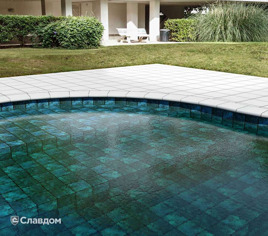 Бассейн с облицовкой плиткой Gres Aragon Ocean Green River