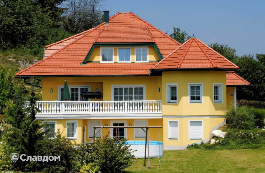 Частный дом с черепицей TONDACH Figaro red engobe