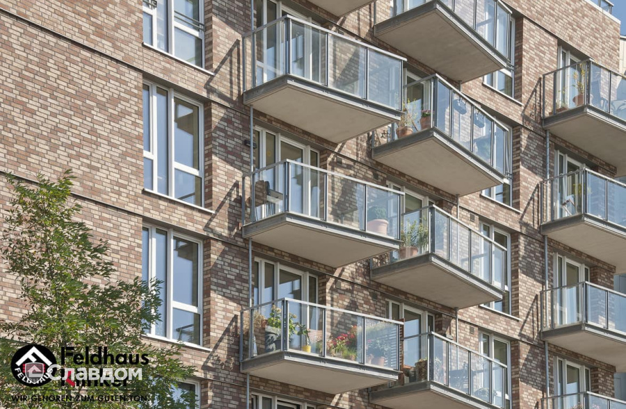 Жилой дом с облицовкой кирпичом Feldhaus Klinker 690 sintra ardor blanca