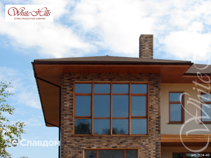Коттедж с применением облицовочного камня White Hills Кельн брик 324-40