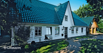 Одноэтажный дом с крышей из черепицы Creaton Futura NOBLESSE Dunkelgrun Glasiert