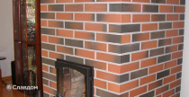 Камин с облицовкой кирпичом Terca Red Flame гладкий