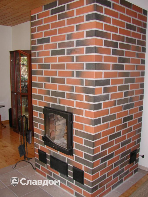 Камин с облицовкой кирпичом Terca Red Flame гладкий