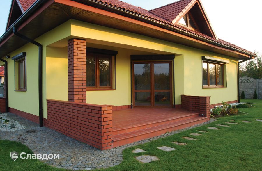 Частный дом с облицовкой фасадной плиткой King Klinker Dream House 01 Ruby red