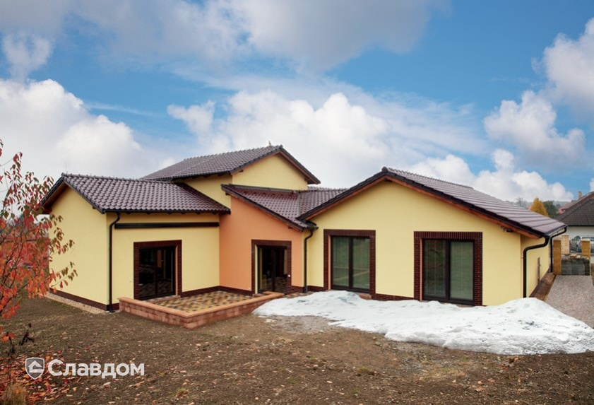 Коттедж с черепицей TONDACH Самба 74-темный шоколад глазурь