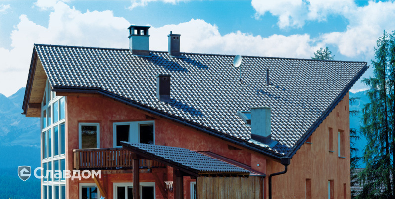 Дом в горах с крышей из черепицы Creaton Harmonie Dunkel Braun Engobiert