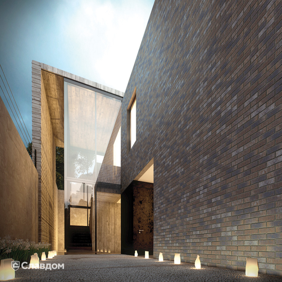 Частный дом с облицовкой фасадной клинкерной плиткой King Klinker Old Castle HF19 Dark fortress