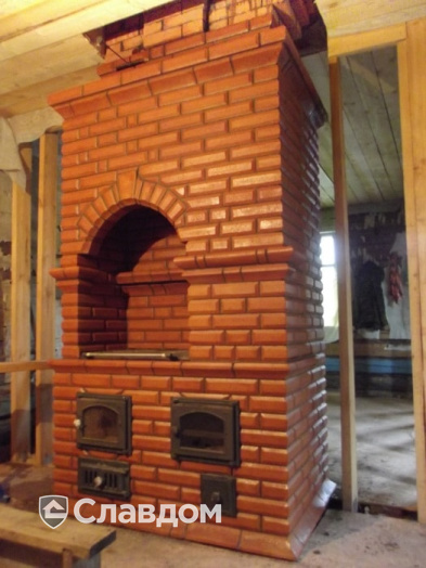 Печь с облицовкой полнотелым кирпичом КС-Керамик Красный