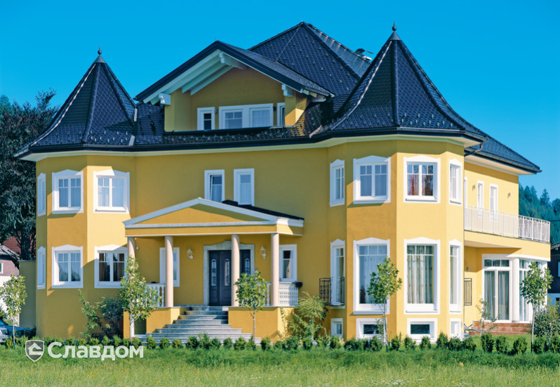 Особняк с крышей из черепицы Creaton Biber Klassik Schwarz Glasiert