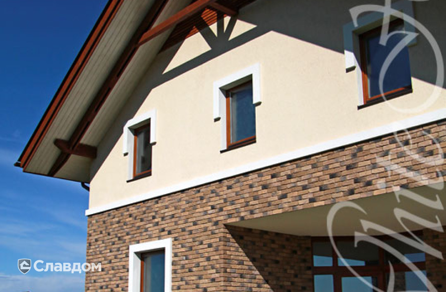 Частный дом с применением облицовочного камня White Hills Бремен брик 307-40