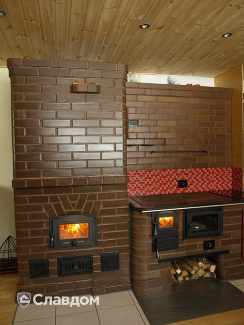 Камин с облицовкой кирпичом Terca Terra гладкий