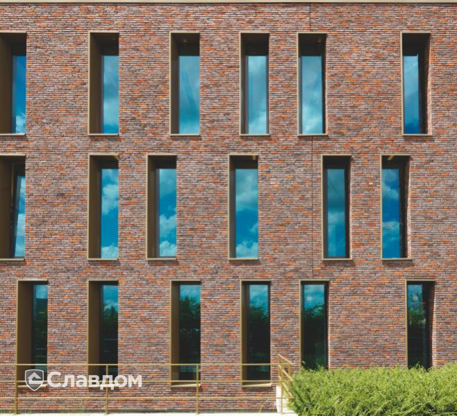 Офис банка с облицовкой миксом кирпича Terca Maaseiker Bont и Paarsblauw