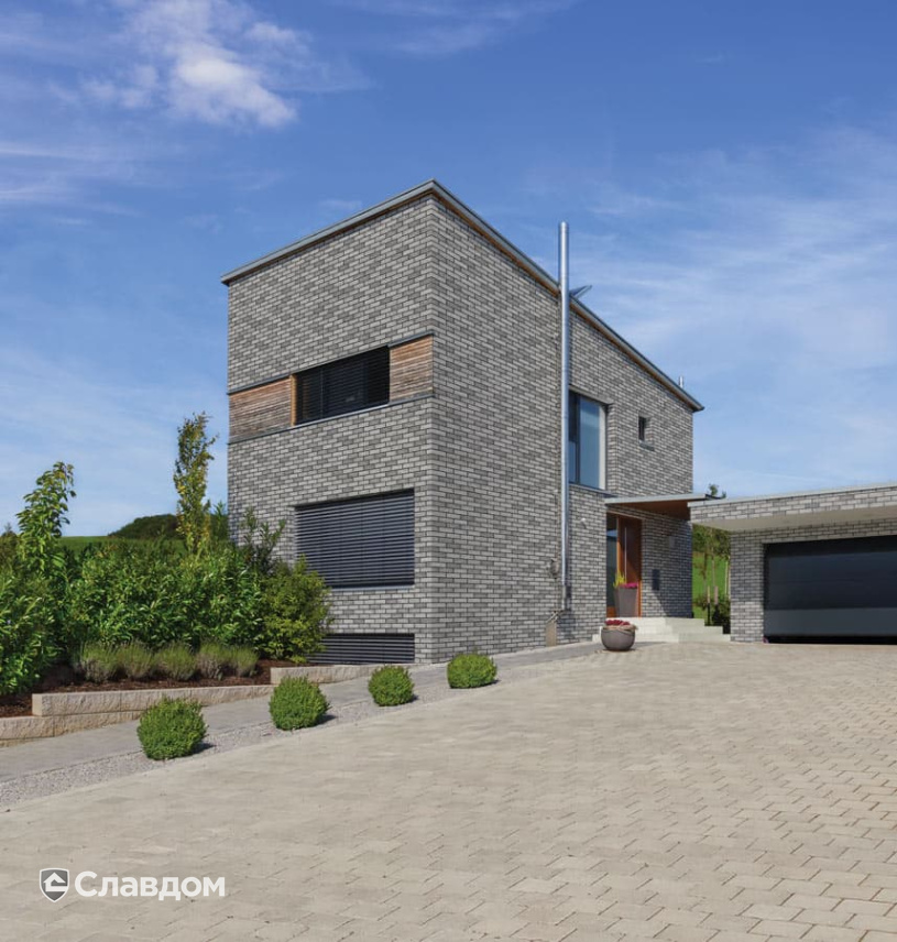 Частный дом с облицовкой фасадной клинкерной плиткой King Klinker Old Castle HF45 Aztec ghost