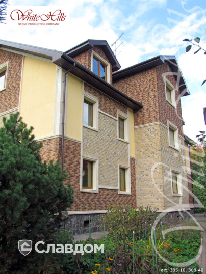 Коттедж с применением облицовочного камня White Hills Бремен брик 305-10