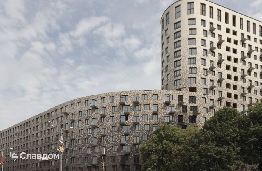 Жилой район с облицовкой кирпичом Roben Oslo perlweiss, Faro grau, Faro schwarz-nuanciert, Chelsea basalt-bunt, Manchester