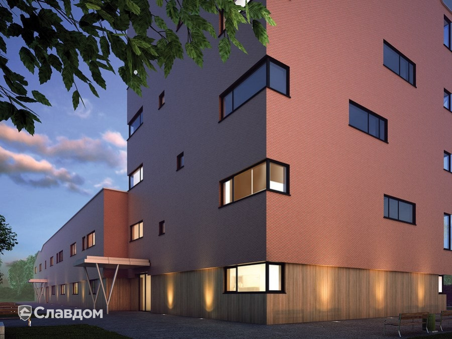 Многоэтажный жилой комплекс с облицовкой фасадной клинкерной плиткой King Klinker Dream House 19 Ruby flame