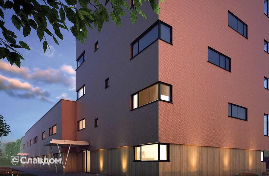 Многоэтажный жилой комплекс с облицовкой фасадной клинкерной плиткой King Klinker Dream House 19 Ruby flame