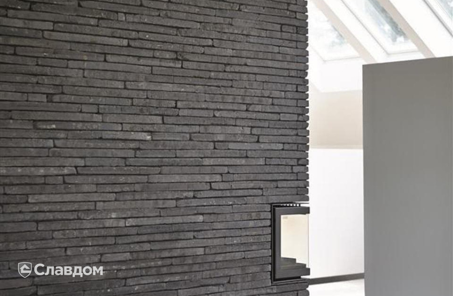 Интерьер квартиры, Бельгия с облицовкой кирпичом Terca WASSERSTRICH GESMOORD-SPECIAL ZWART