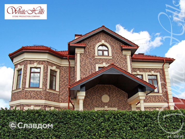 Коттедж с использованием облицовочного камня White Hills Бремен Брик 308-40