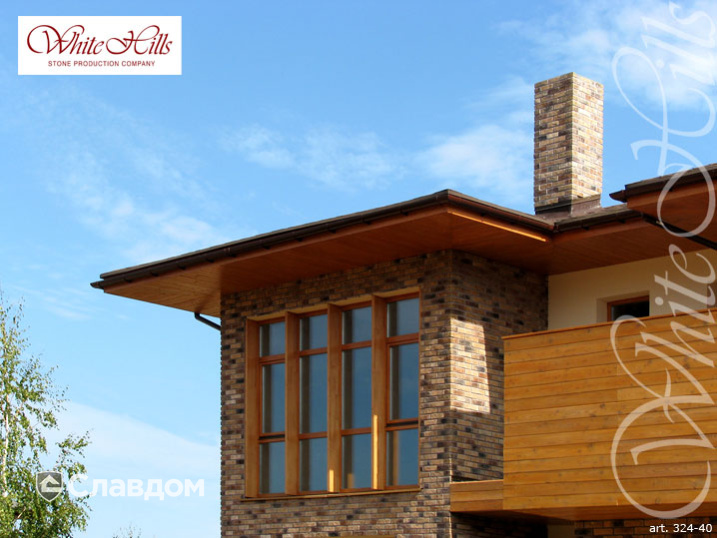 Коттедж с применением облицовочного камня White Hills Кельн брик 324-40