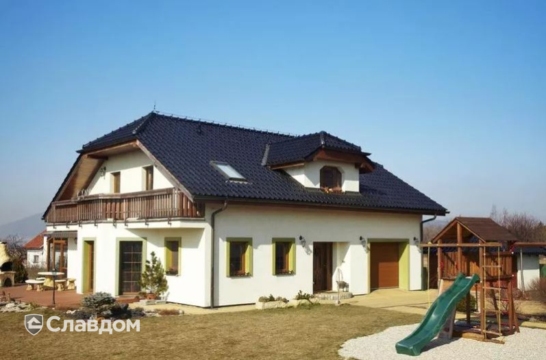 Коттедж с черепицей TONDACH Романская 71-черный глазурь